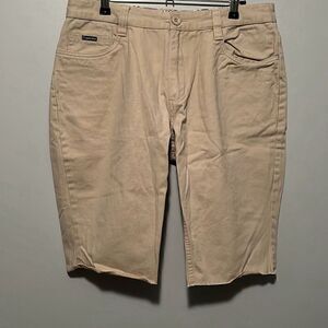 Gotcha Men's Khaki Cotton Five Pocket Flat Front Cut Off Chino Shorts Size 32